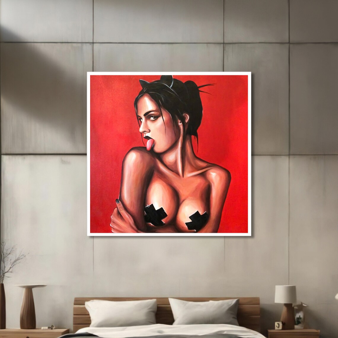 Sensual Woman With Cat Ears, Modern Art Print - Image 3