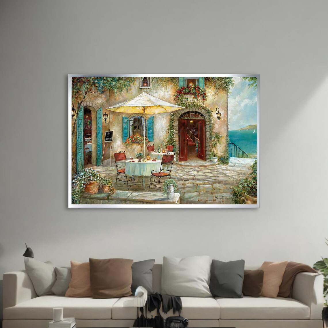 Charming Cafe Terrace, Mediterranean Art Print - Image 3