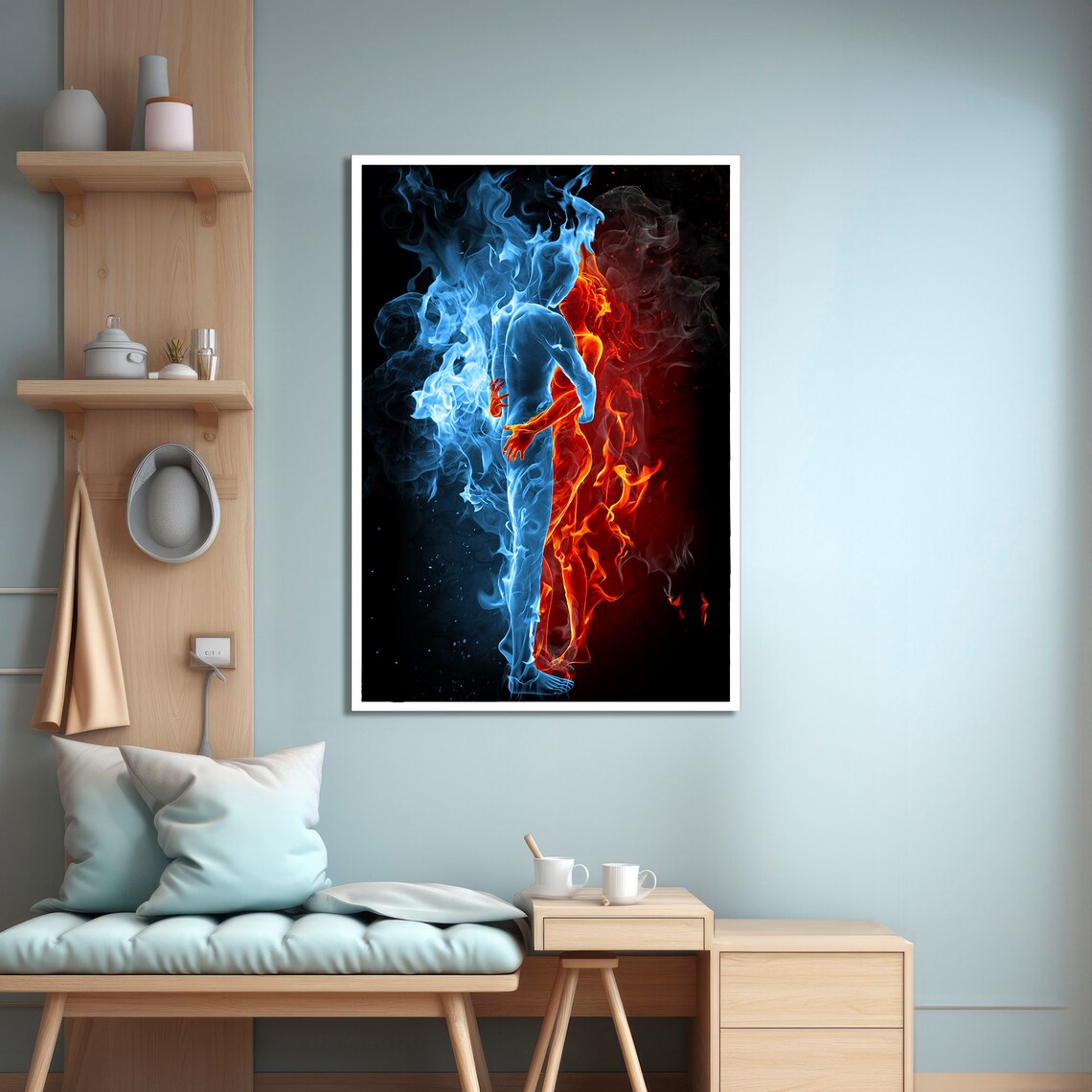 Fire And Ice Dance, Passionate Embrace Art Print - Image 4