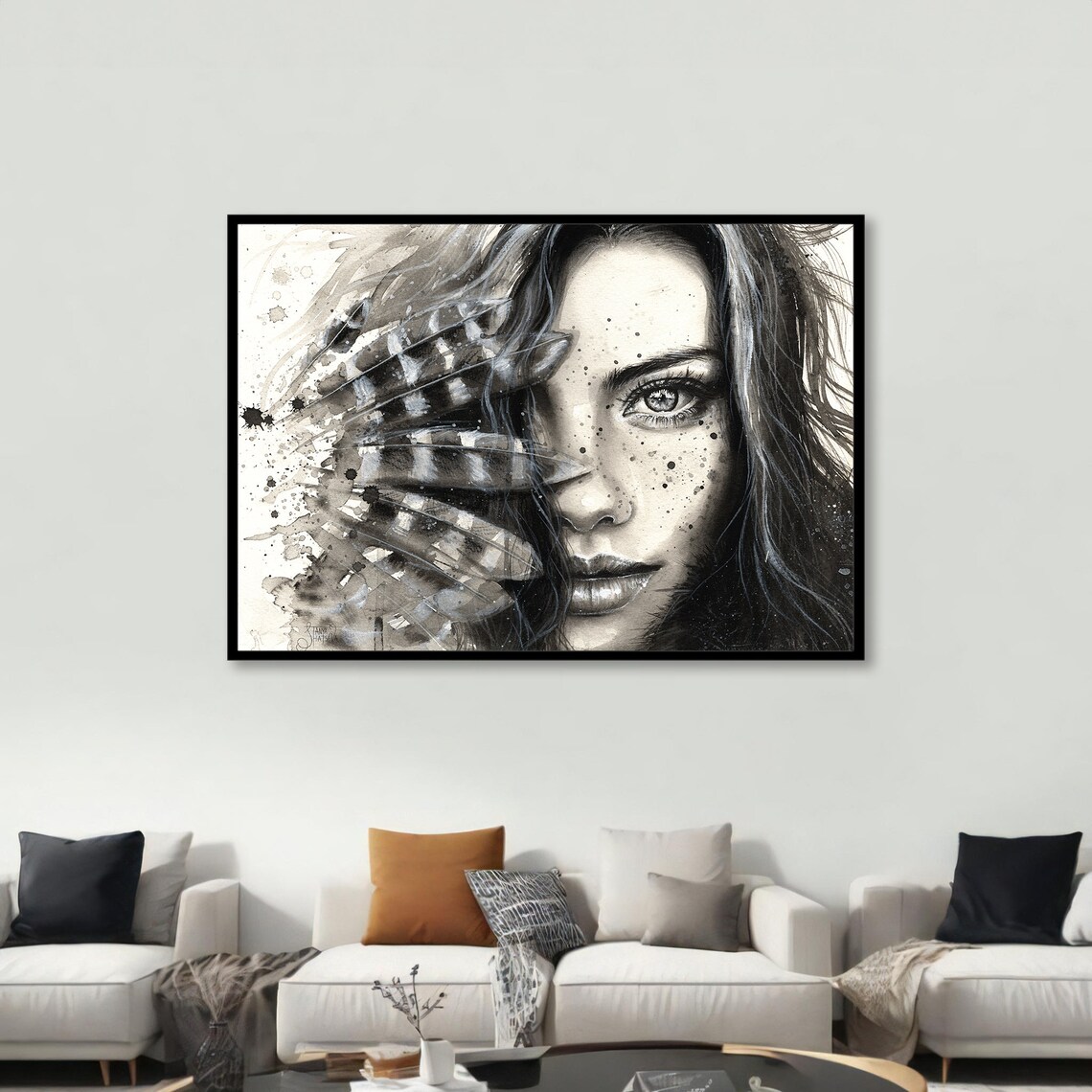 Abstract Portrait, Monochrome Female Face Painting - Image 3