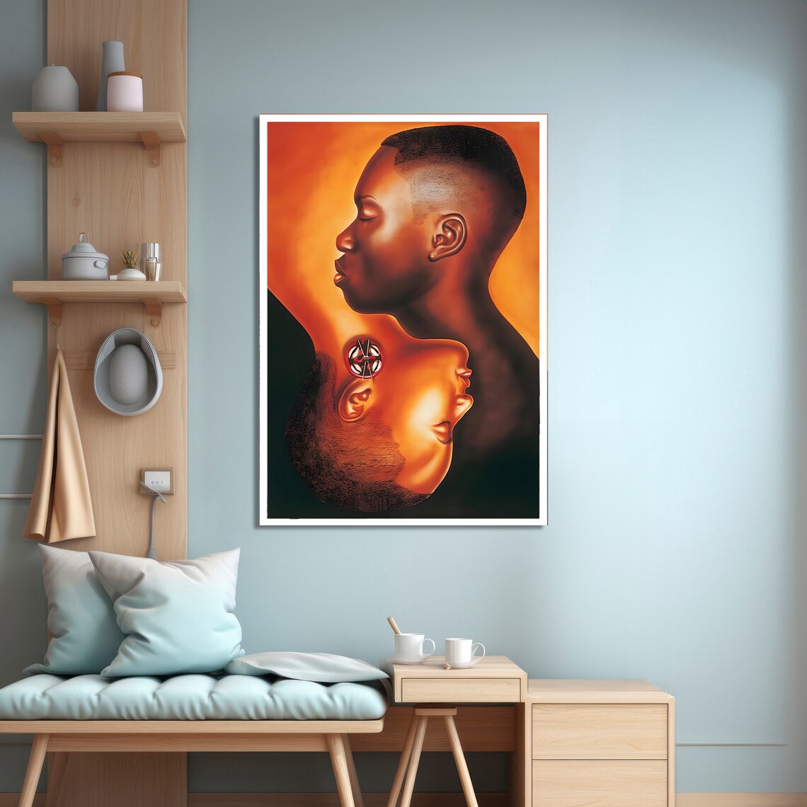 Dynamic Dual Portrait Painting, Bold African Art - Image 4