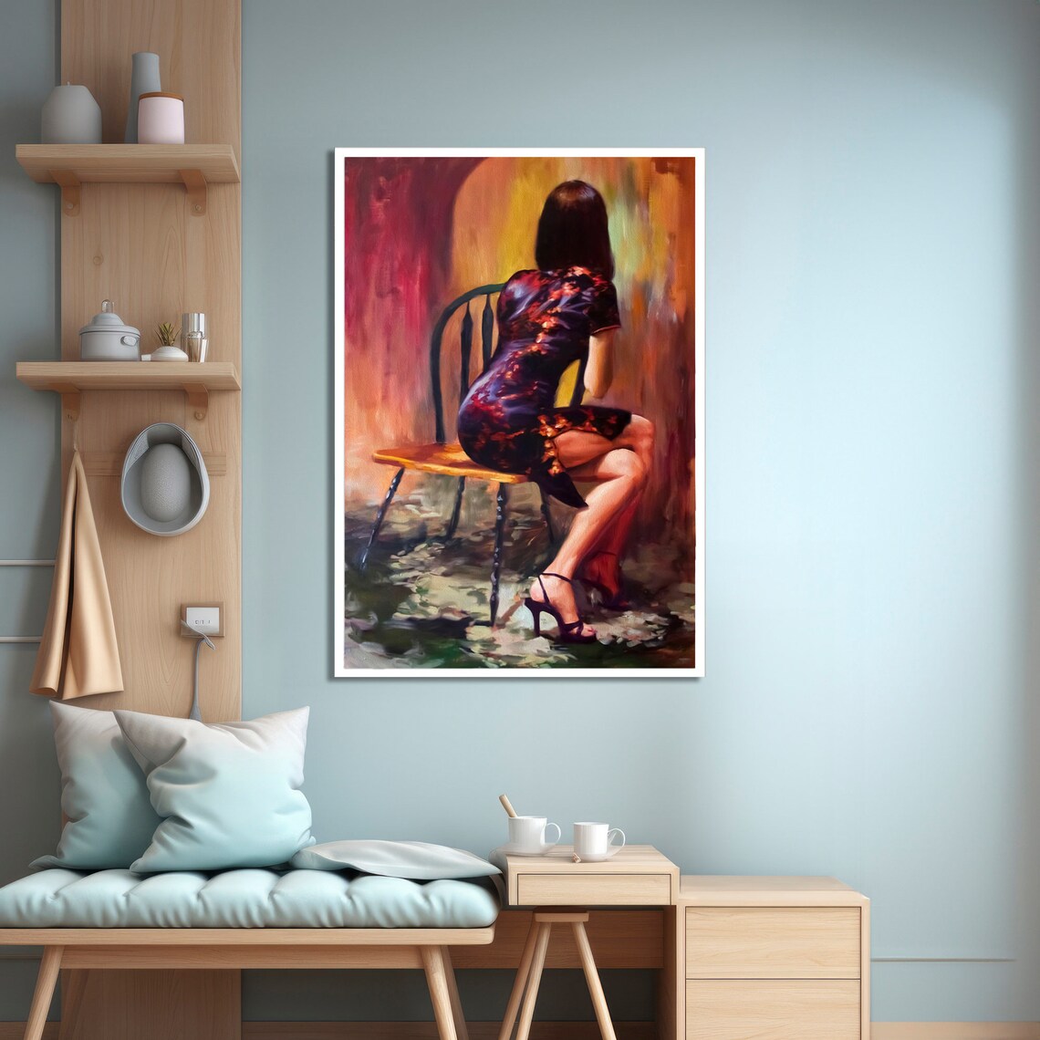 Abstract Woman Sitting On A Chair, Figurative Art Print - Image 2