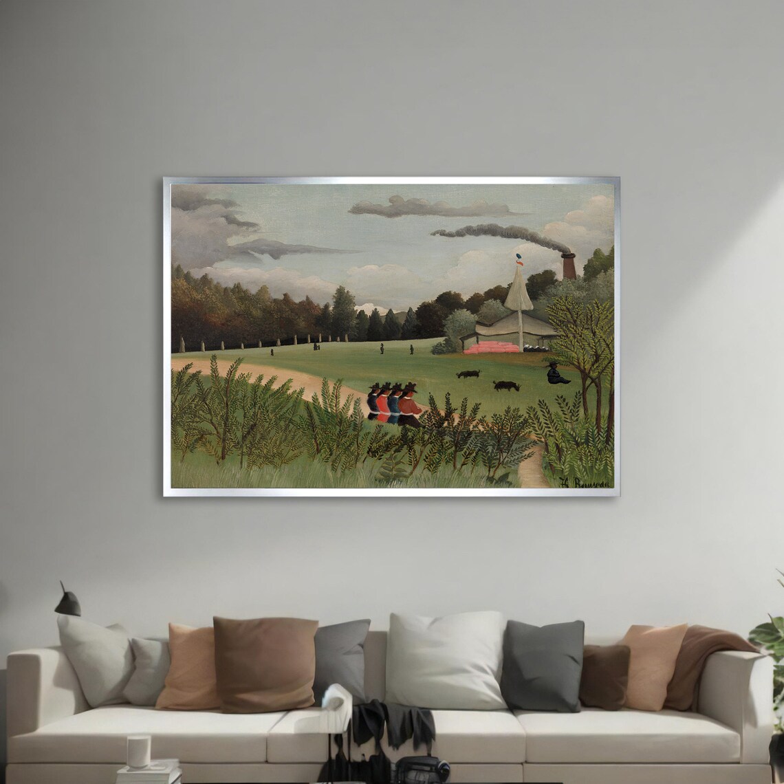 Pastoral Landscape With Soldiers, Rousseau-Inspired Art - Image 4