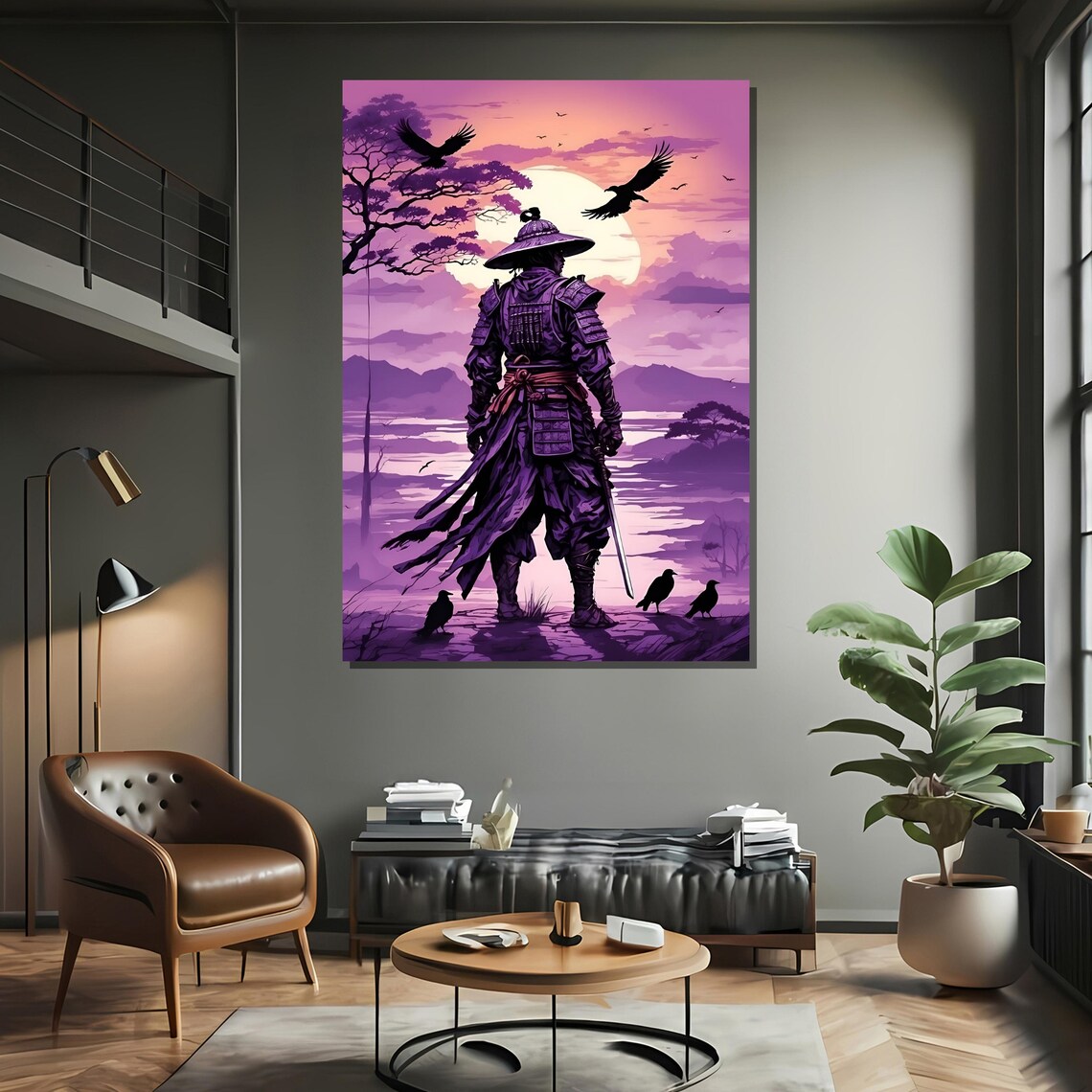 Samurai Warrior At Sunset, Office Wall Art Print - Image 2