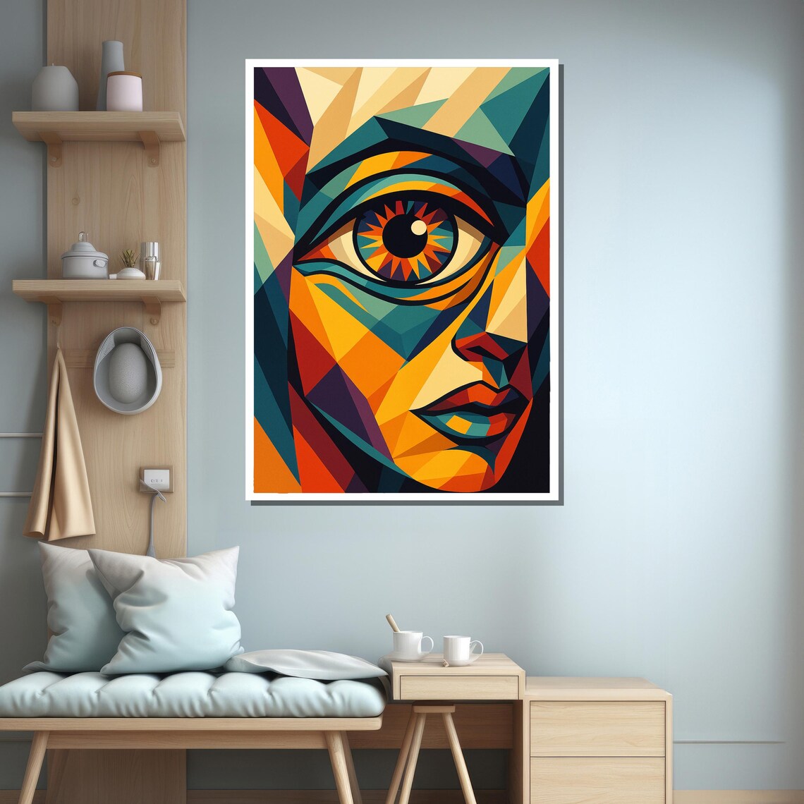Geometric Abstract Face With Big Eye, Art Print - Image 3
