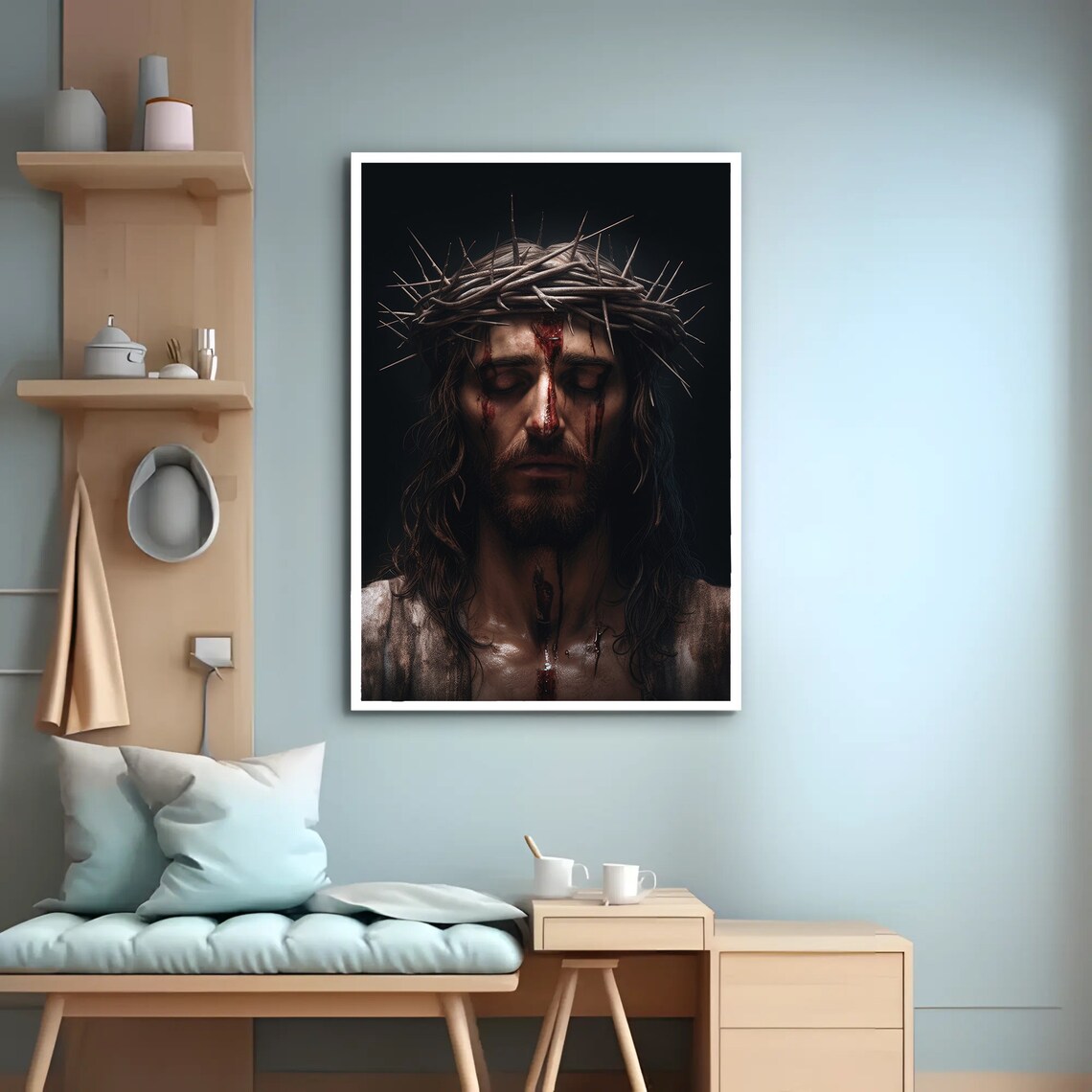 Jesus Christ, Crown Of Thorns Painting Art - Image 2