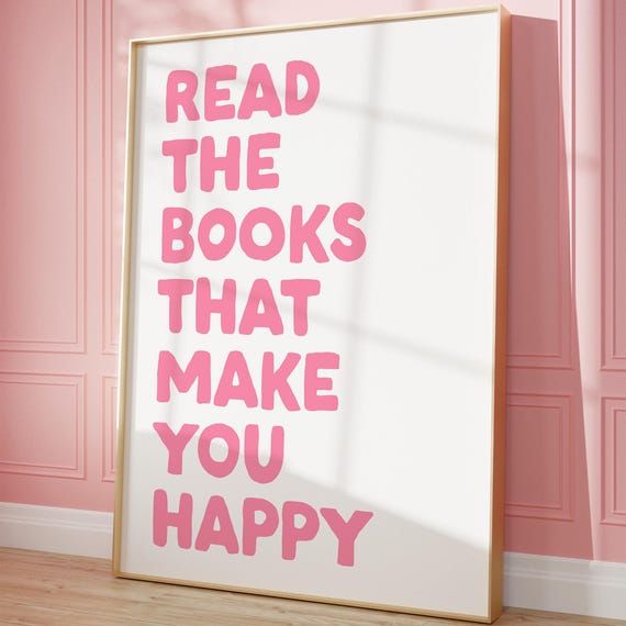 Pink Bookish Quote Wall Art Cute Girly Book Print Gift For Lover Bookshelf Inspirational