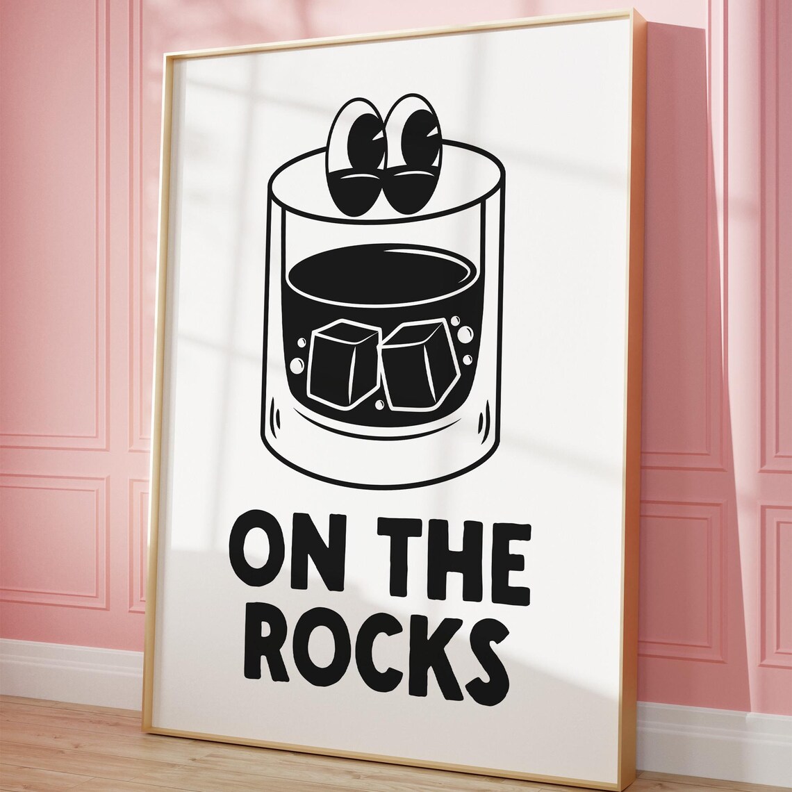 On The Rocks Funny Whiskey Glass Bar Cart Cocktail Party Poster - Image 2