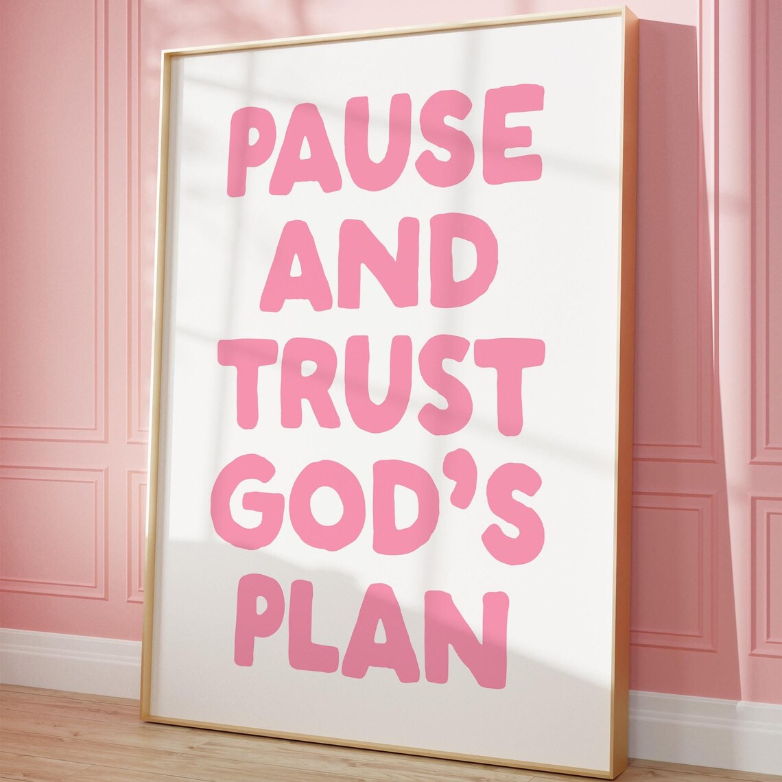 Pink Christian Quote Wall Art Print Preppy Cute Bible Verse