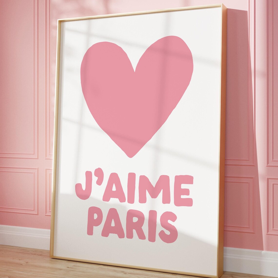 J'Aime Paris Pink Heart Retro French Quote Paris Decor Poster - Image 3