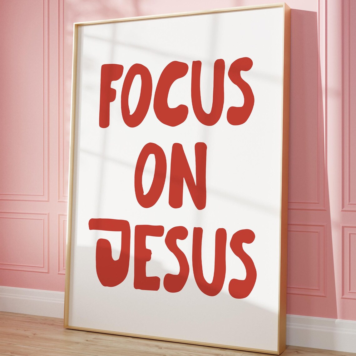 Focus On Jesus Bold Rounded Red Christian Faith Quote Poster