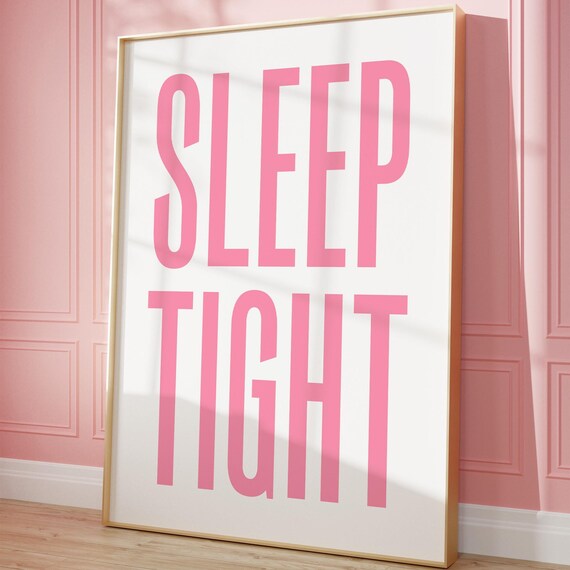 Pink Bedroom Wall Art Sleep Tight Quote Print Cute Pink Bedroom Wall Art Trendy Aesthetic Sleep Poster Above Bed Decor