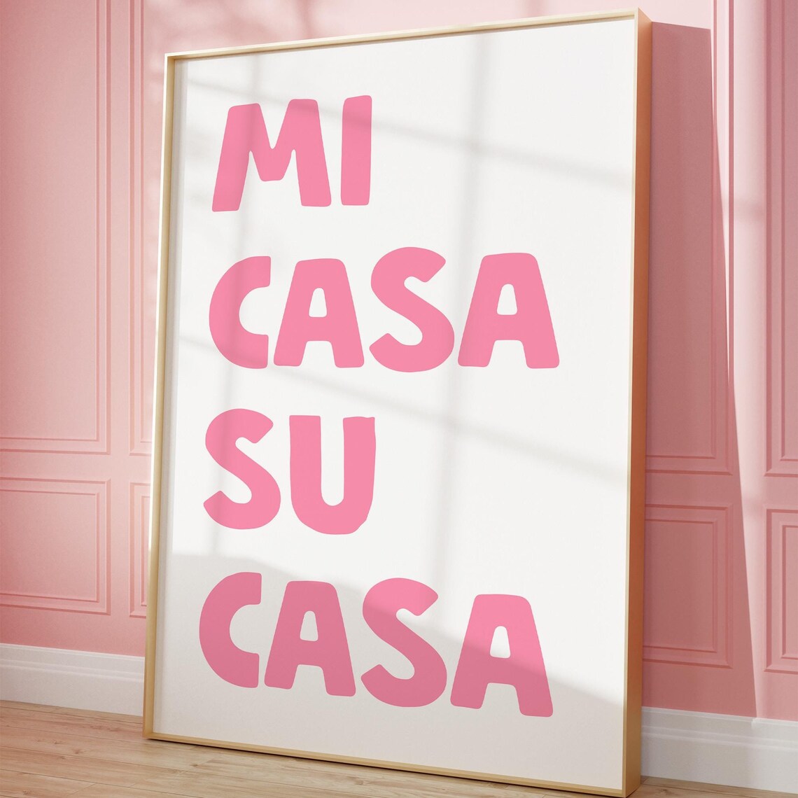 Mi Casa Su Casa Pink Spanish Welcome Bubble Word Art Home Poster - Image 3