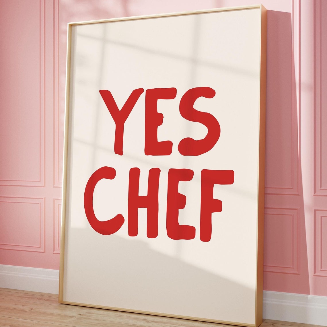 Yes Chef Red Kitchen Quote Aesthetic Fun Home Cooking Poster - Image 3