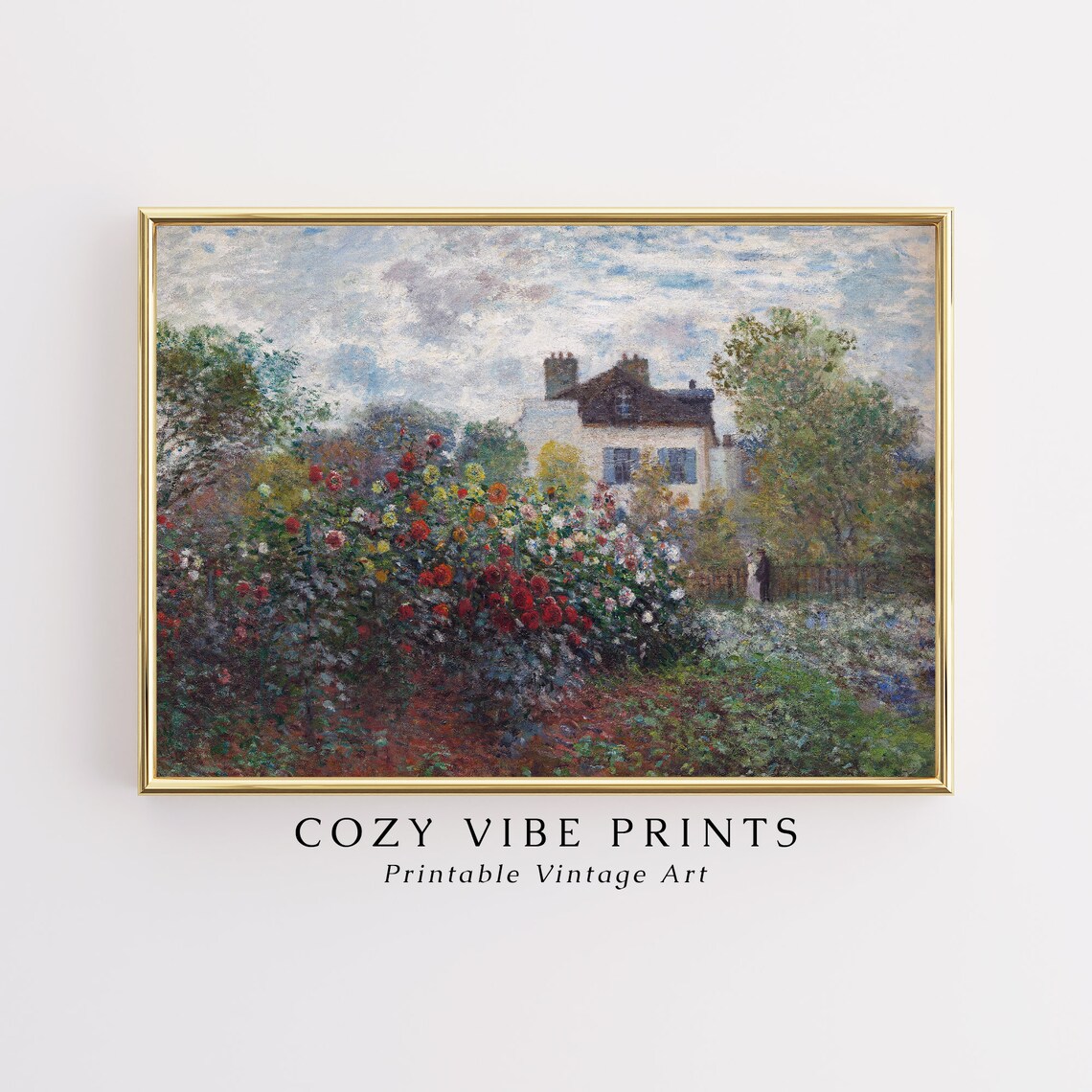 Monet Dahlia Garden Argenteuil Impressionist Floral Painting Poster - Image 2