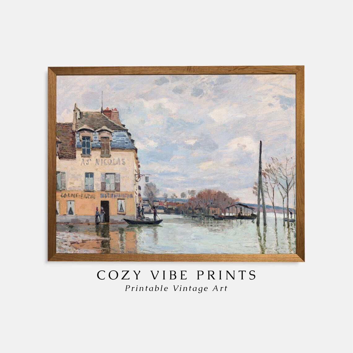 Sisley Flooded Restaurant By The Seine Impressionist French Poster - Image 2