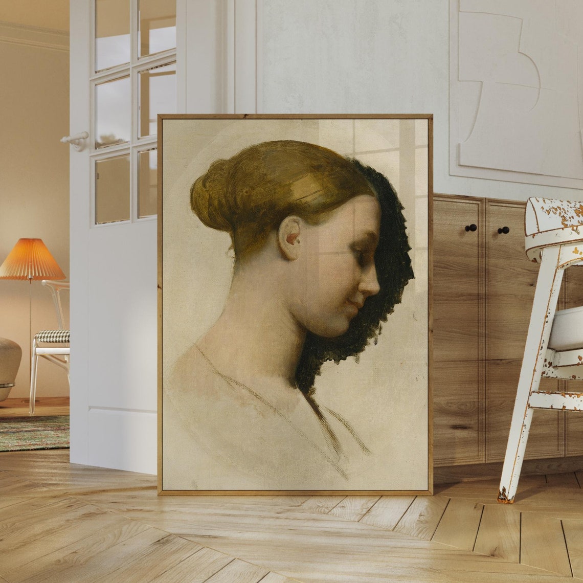 Vintage Unfinished Portrait Art Print Portrait Painting Wall Art Oil Painting Print Living Room Art A 57