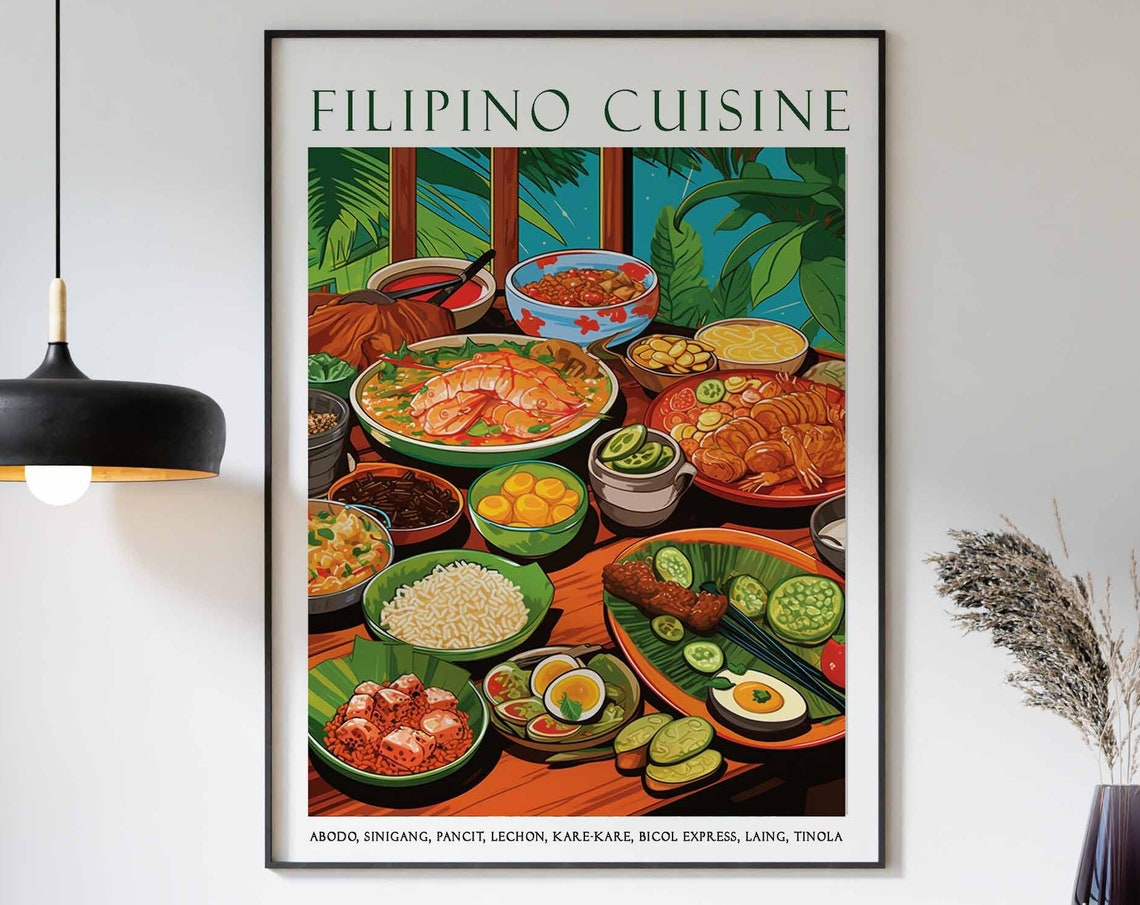 Food Print Filipino Food Poster Food Art Kitchen Decor Retro Wall Decor Kitchen Wall Art Vintage Filipino Food Wall Art Large Print