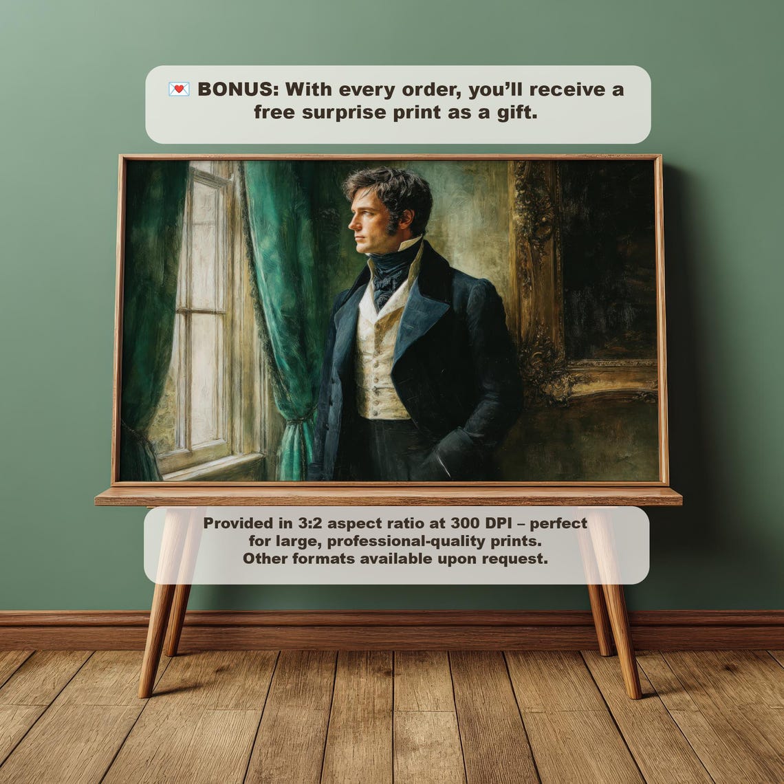 Regency Gentleman Window Portrait Dark Academia Classic Poster