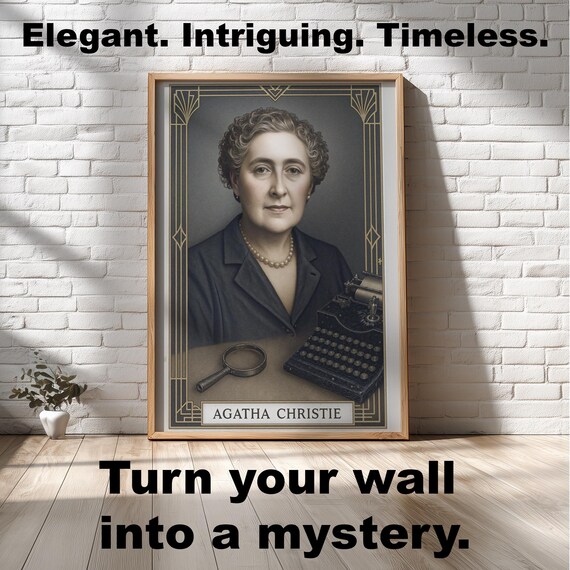 Agatha Christie Art Deco Author Portrait Vintage Mystery Poster