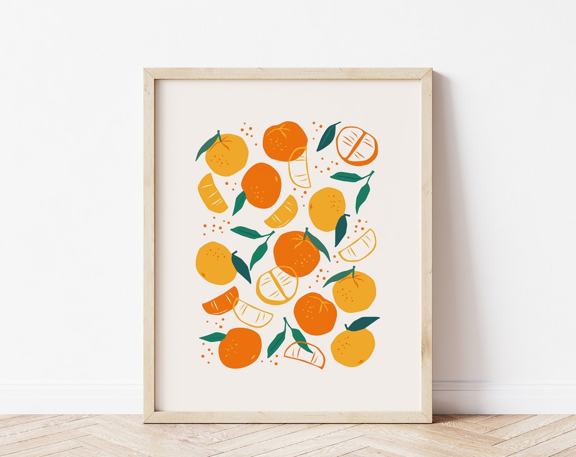 Fresh Orange Slices Citrus Fruit Kitchen Market Decor Art Print