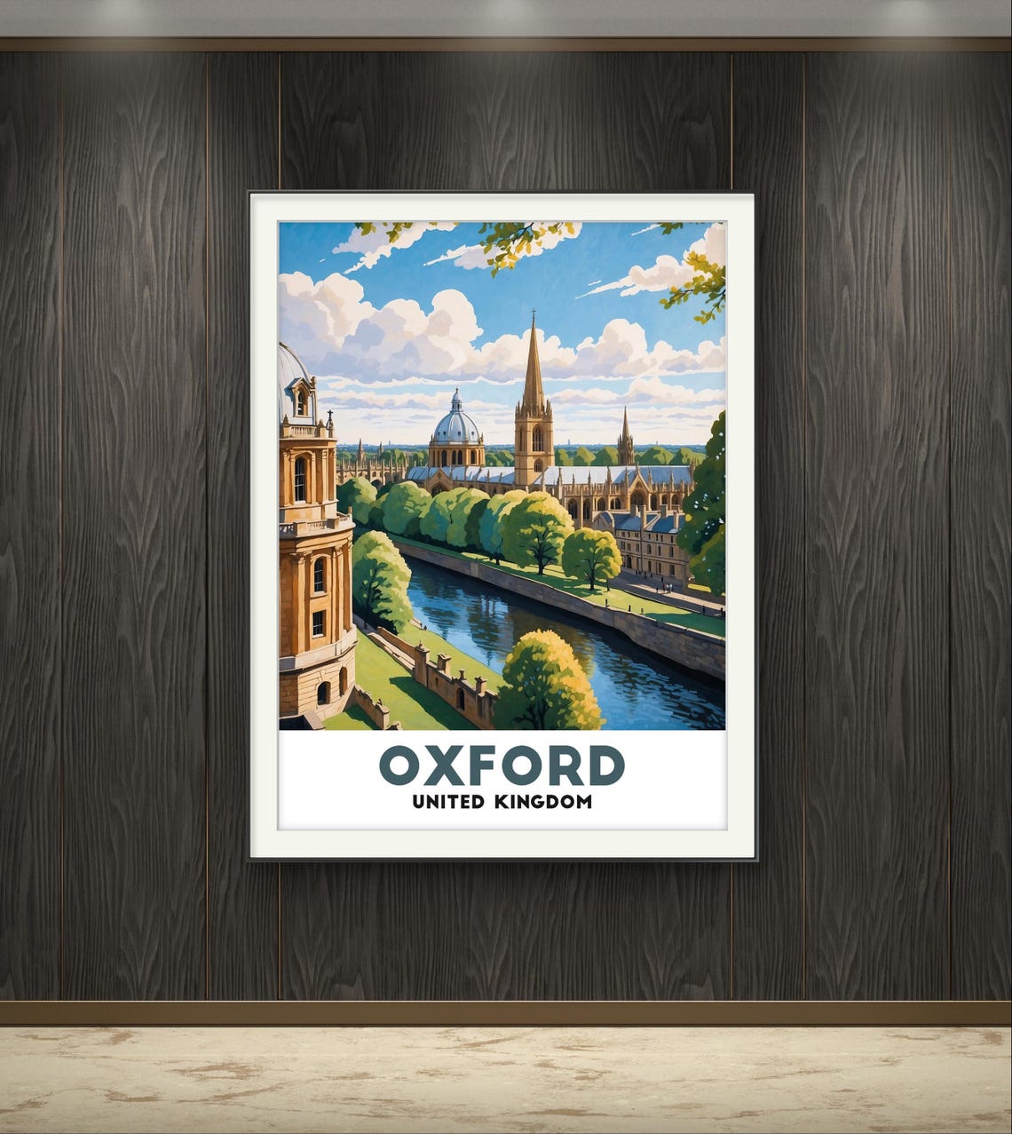 Oxford United Kingdom Historic Spires Riverside Skyline Poster - Image 2