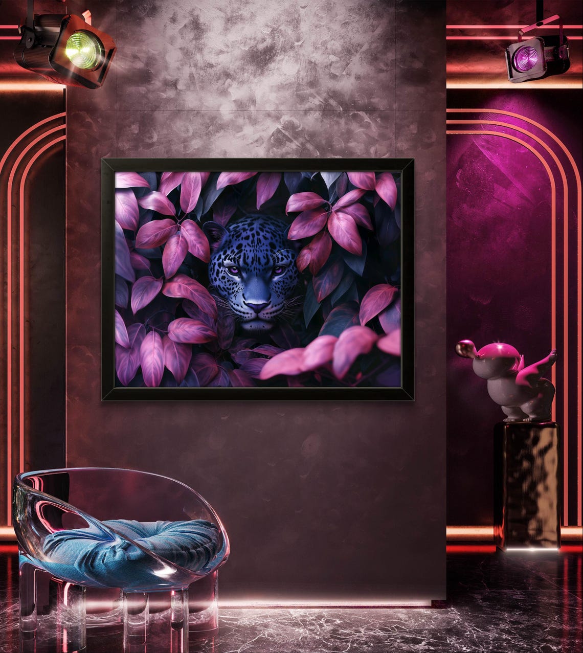 Purple Leopard Art Whimsical Wall Art Maximalist Decor A Bold And Quirky Statement Piece For Unique Interiors - Image 3
