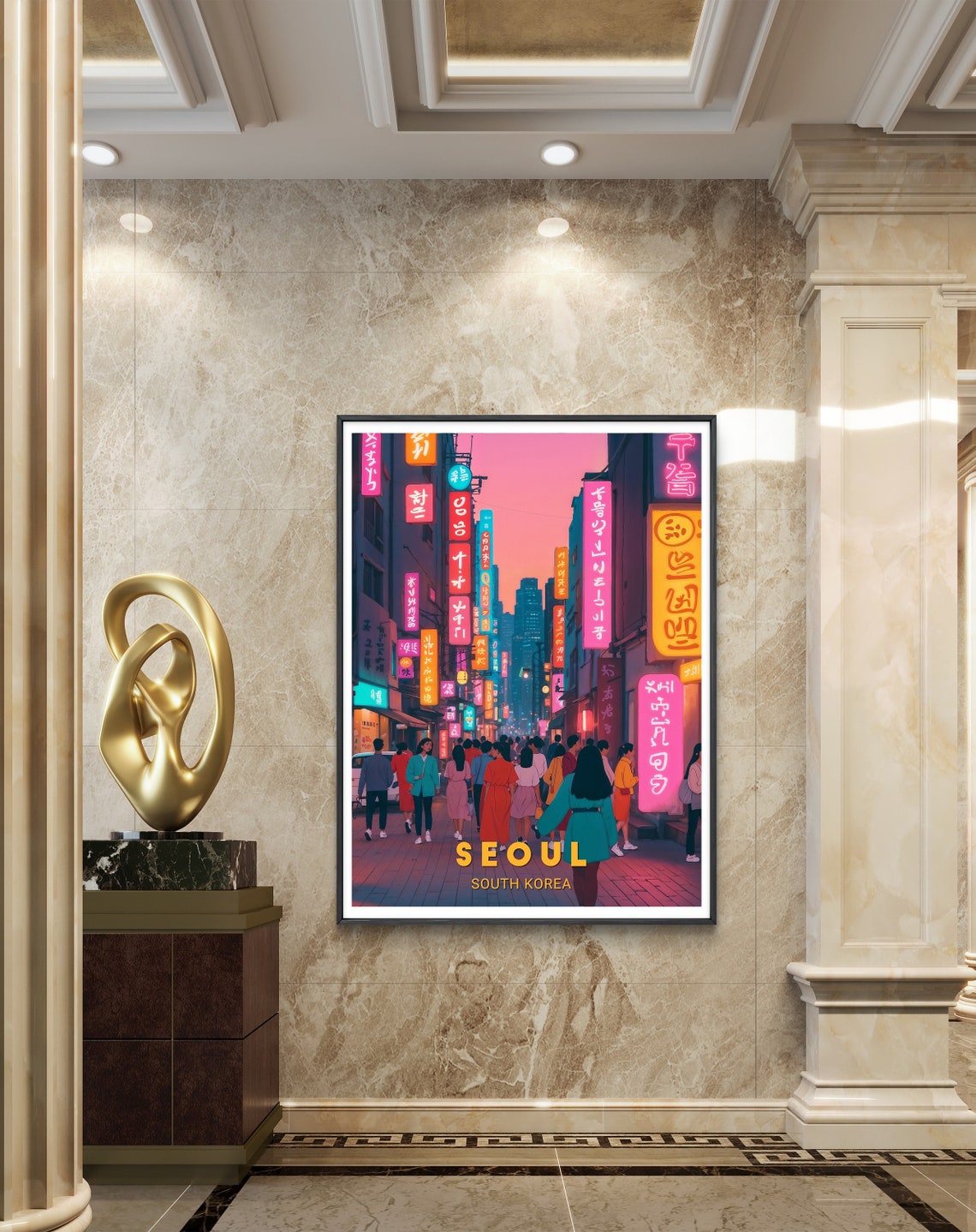 Seoul South Korea Neon Street Nightlife Cityscape Vivid Poster - Image 2