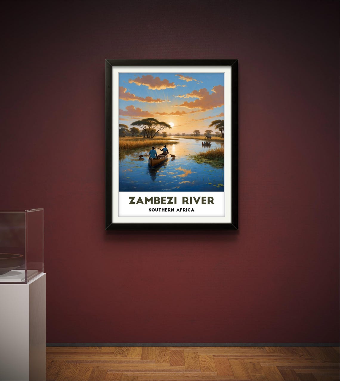 Zambezi River Southern Africa Canoe Sunset Adventure Travel Poster - Image 3