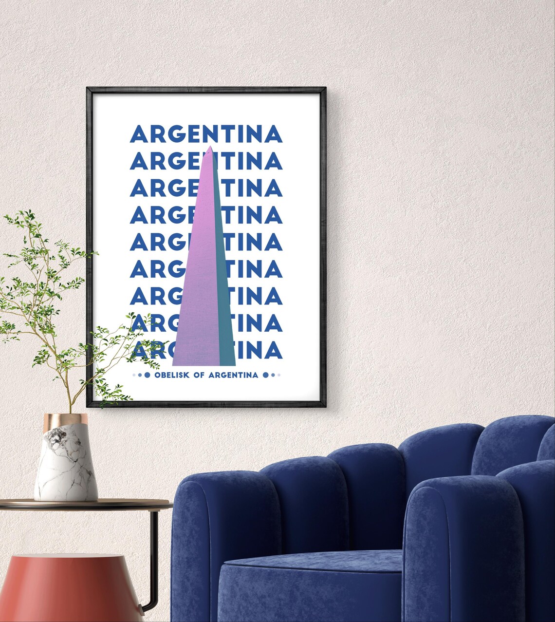 Argentina Obelisk, Minimalist Buenos Aires Travel Poster