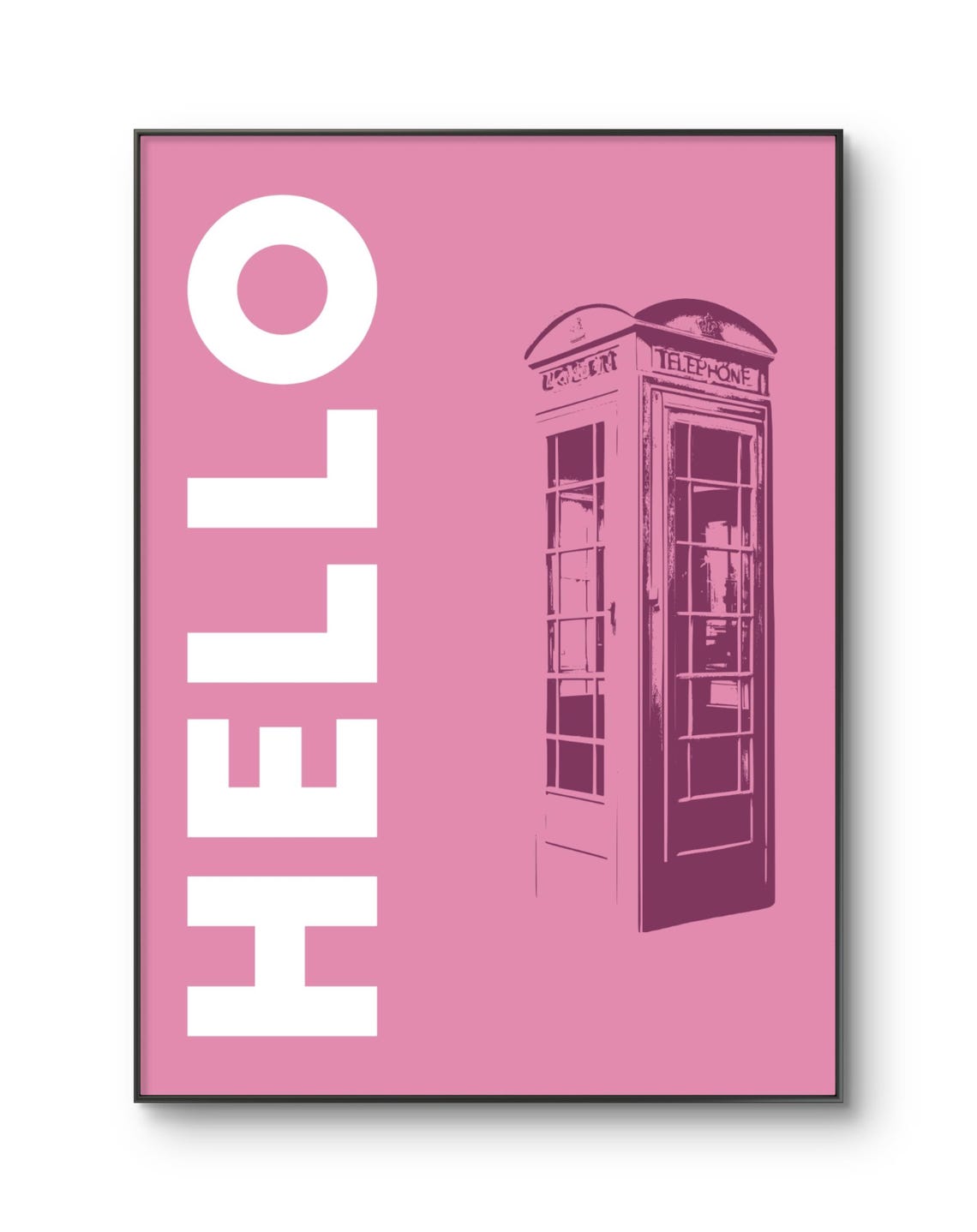 Hello Pink British Telephone Box Pop Art London Street Poster - Image 2