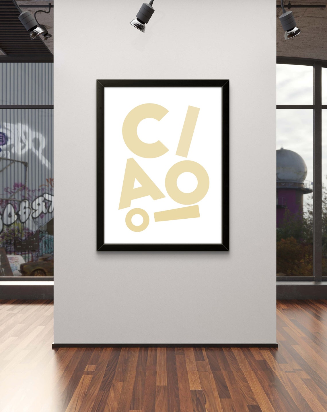 Ciao Beige Neutral White Letters Soft Minimal Office Art Poster - Image 3