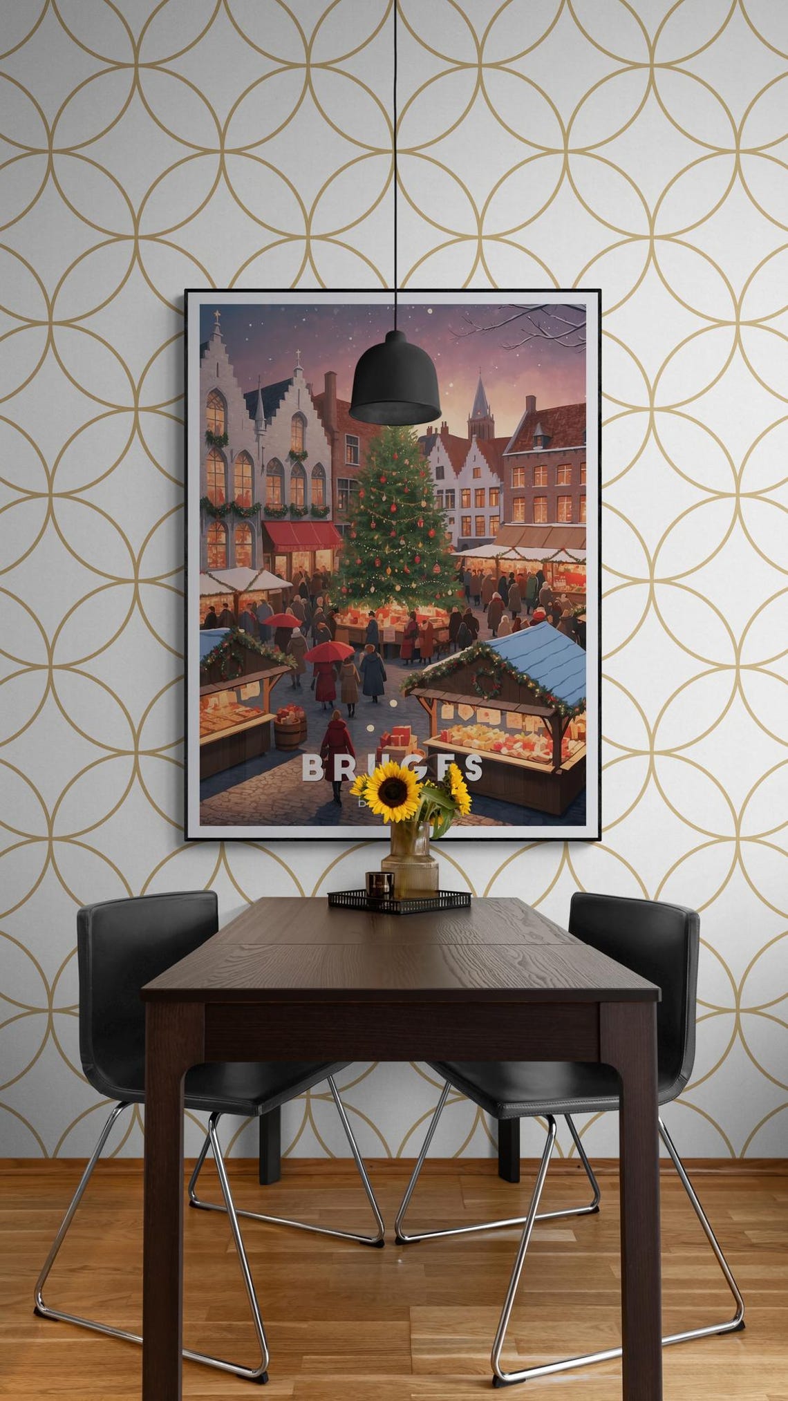Bruges Poster Enchanting Winter Christmas Market Scene In The Heart Of Belgiums Fairytale City Perfect For Home Dcor - Image 4