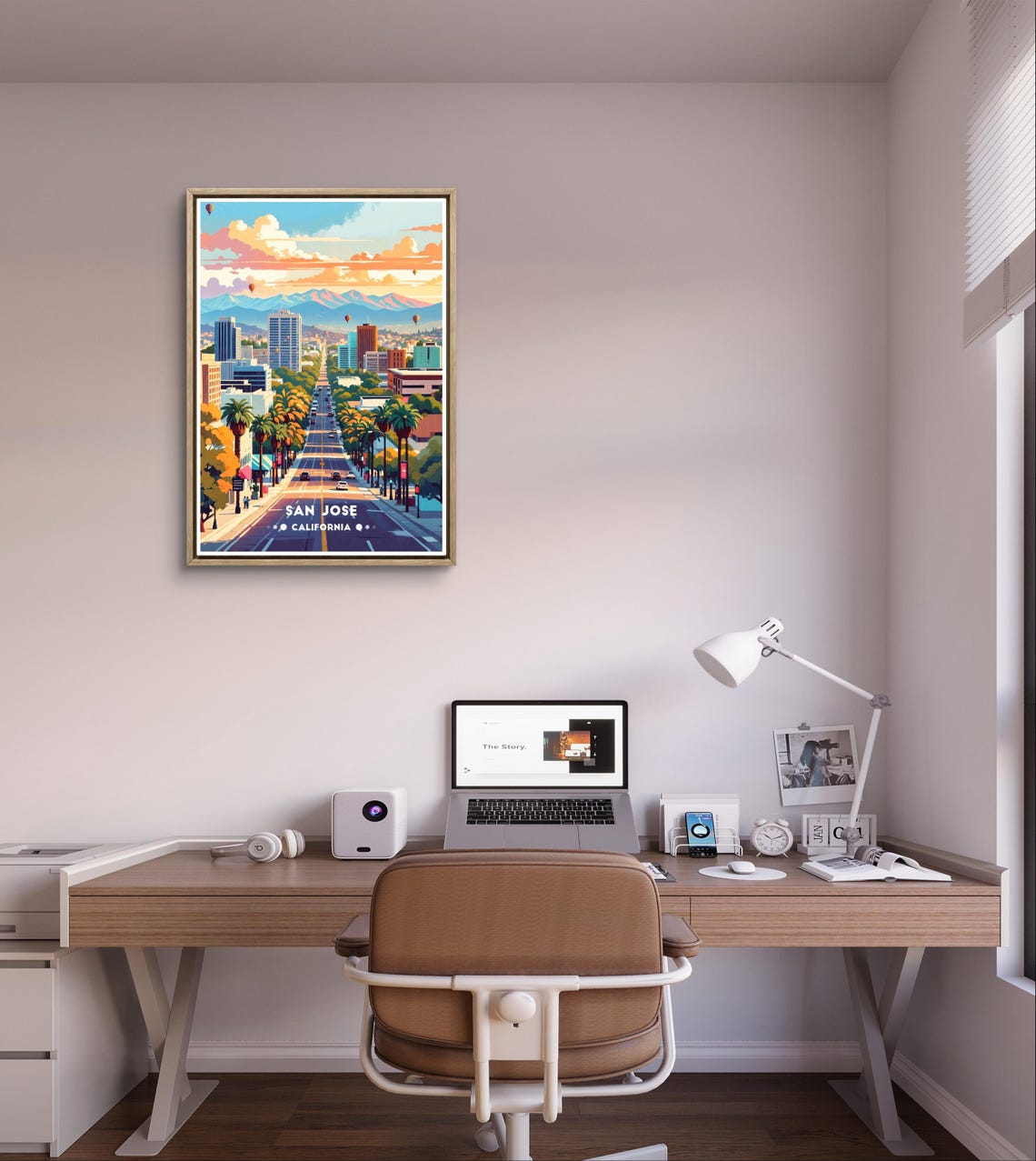 San Jose Poster California City Print Urban Skyline Art Retro Travel Poster Usa Cityscape Wall Art Modern Home Deco - Image 2