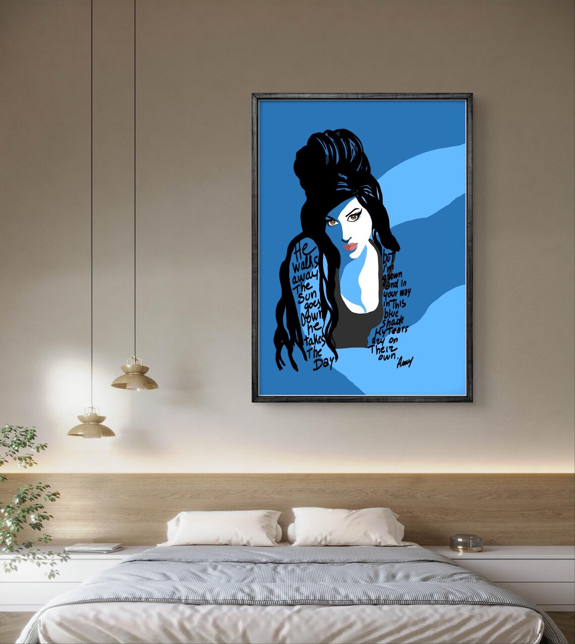 Amy Winehouse Pop Art Portrait Blue Background Music Icon Poster - Image 4