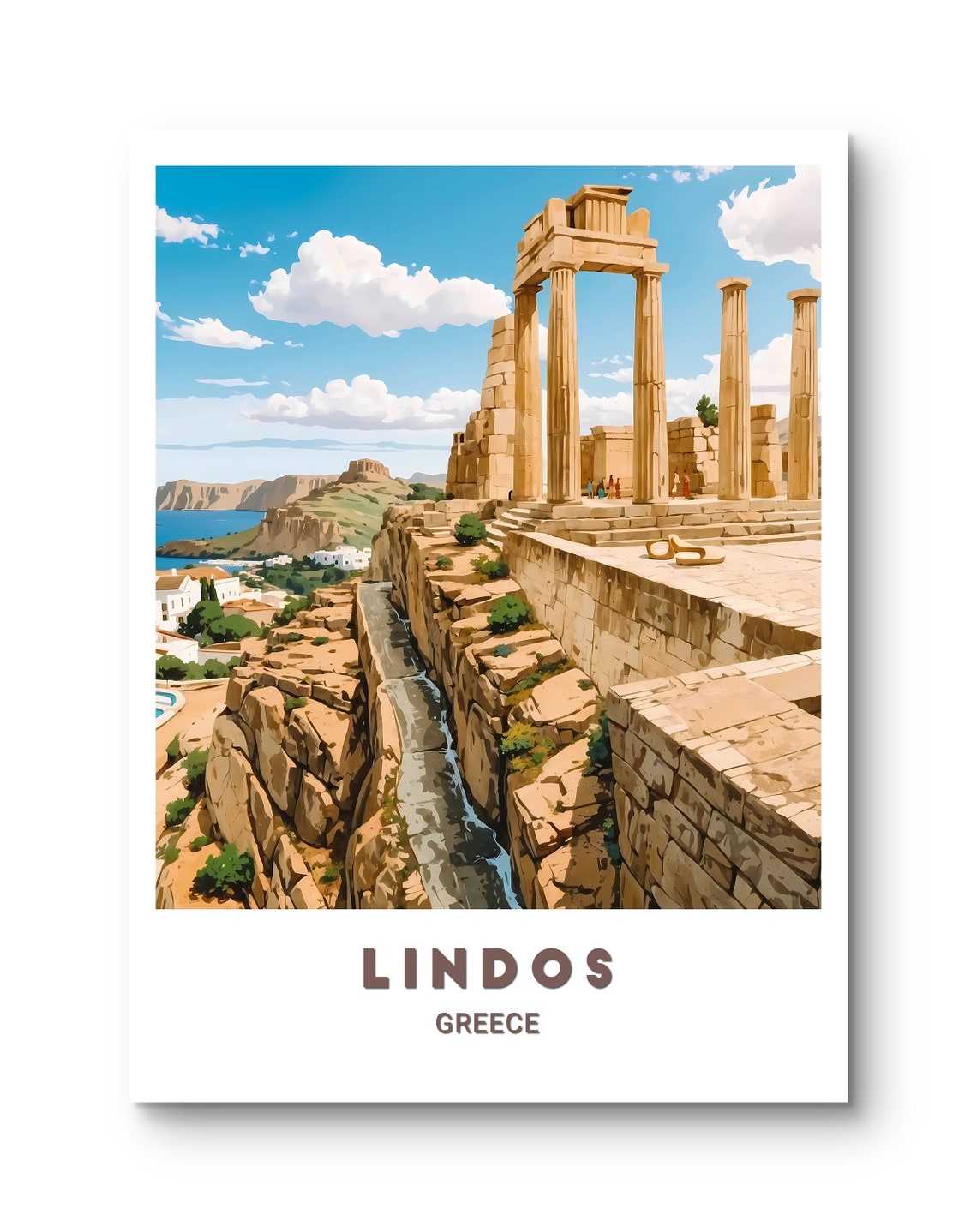 Lindos Acropolis Ancient Stone Columns Sea View Greece Poster