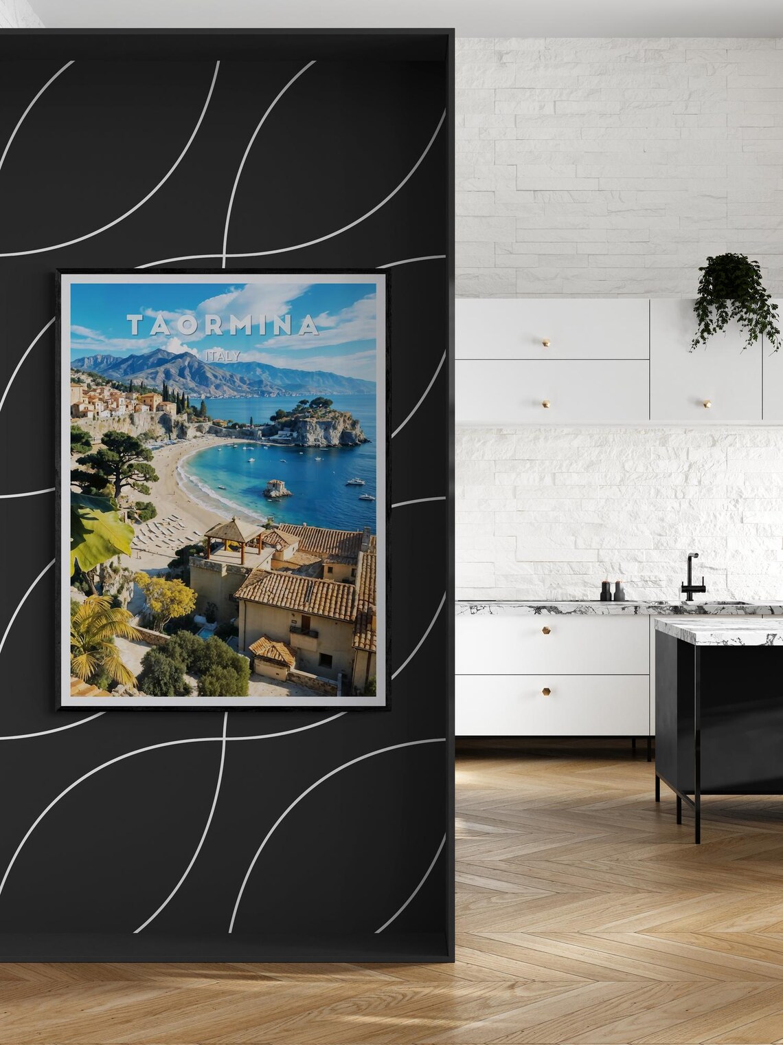Taormina Italy Coastal Town Bay Beach Summer Sunlit Travel Poster - Image 2