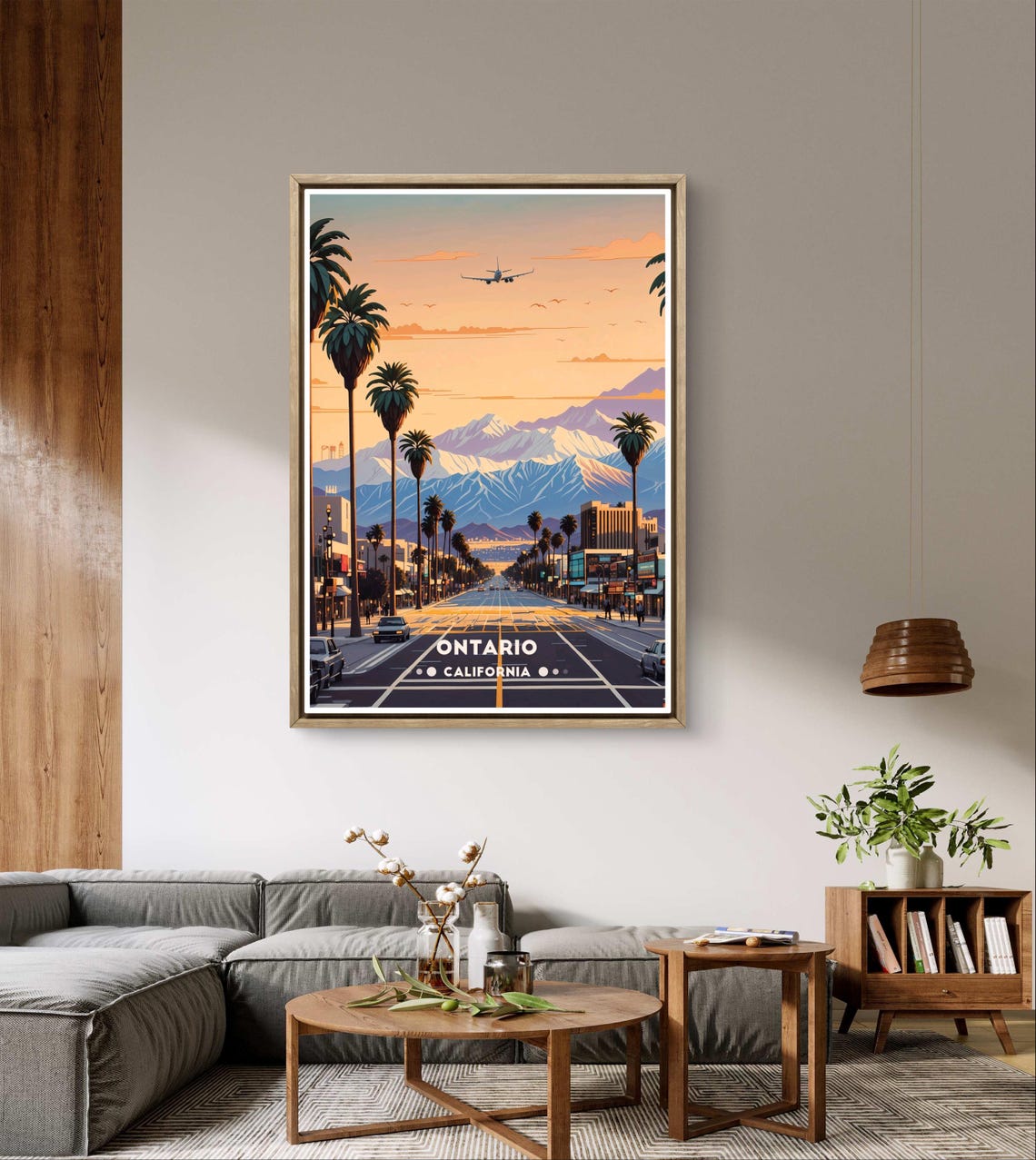 Ontario Poster California City Print Sunset Street View Ontario Wall Decor Socal Urban Art Retro Mountain Scene Usa City Poster - Image 4