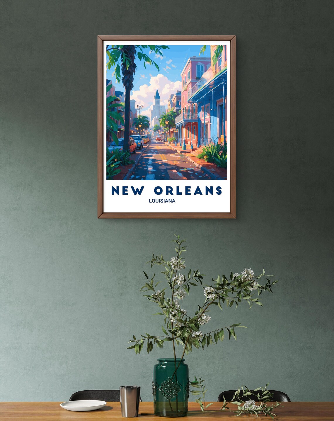 New Orleans Louisiana French Quarter Balcony Street Scene Poster - Image 2