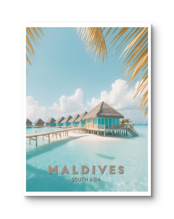 Maldives Poster Breathtaking Art Print Of Maldives Serene Overwater Bungalows And Pristine Waters Perfect Tropical Wall Decor