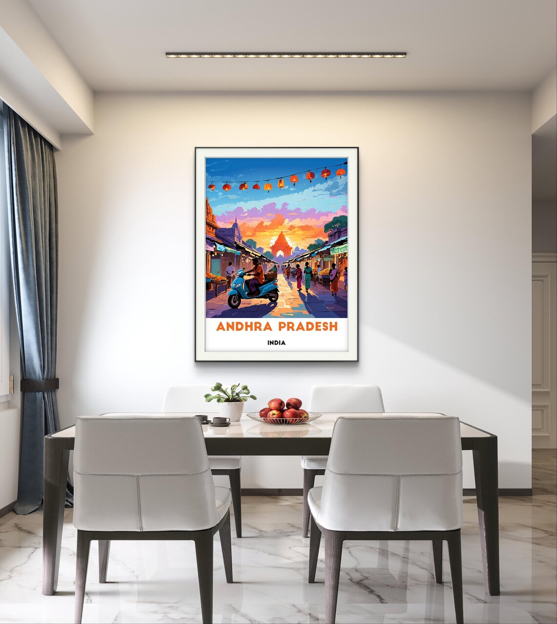 Andhra Pradesh India Colorful Market Street At Sunset Travel Poster - Image 2