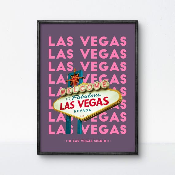 Las Vegas Poster Bold Design Featuring The Iconic Welcome Sign Vibrant Nevada Wall Art For Home And Office