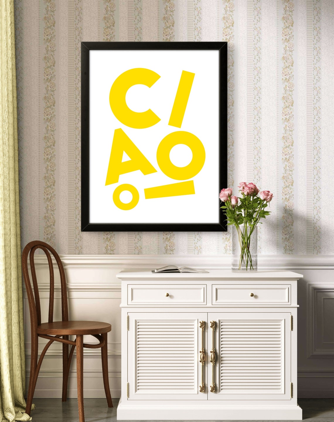 Ciao Cheerful Yellow Lettering On White Typographic Greeting Poster - Image 2