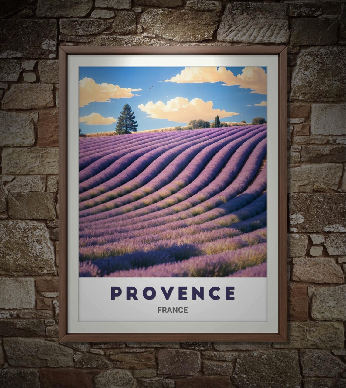 Provence France Vintage Lavender Fields Golden Sky Art Poster - Image 2