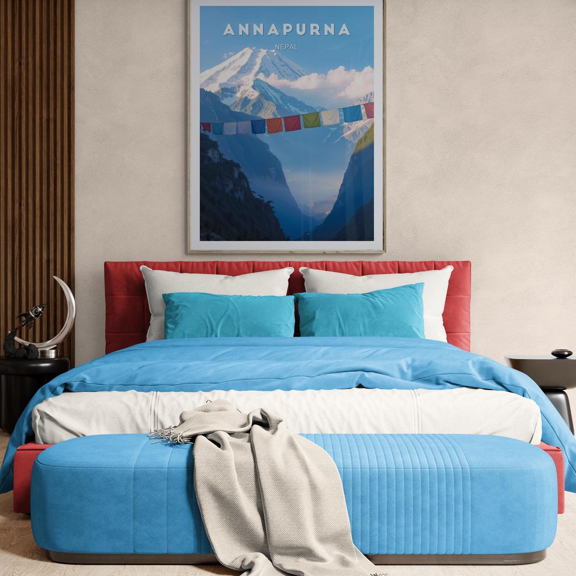 Annapurna Nepal Snow Peak Prayer Flags Mountain Valley Poster - Image 2