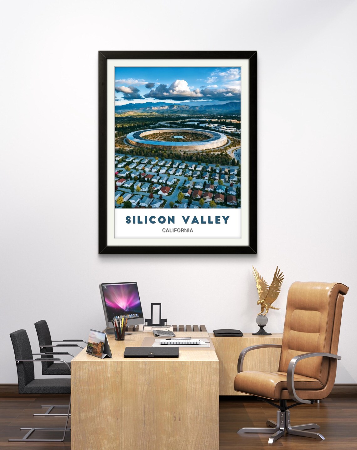 Silicon Valley California Poster Aerial View of Apple Park Campus Ring - Image 2