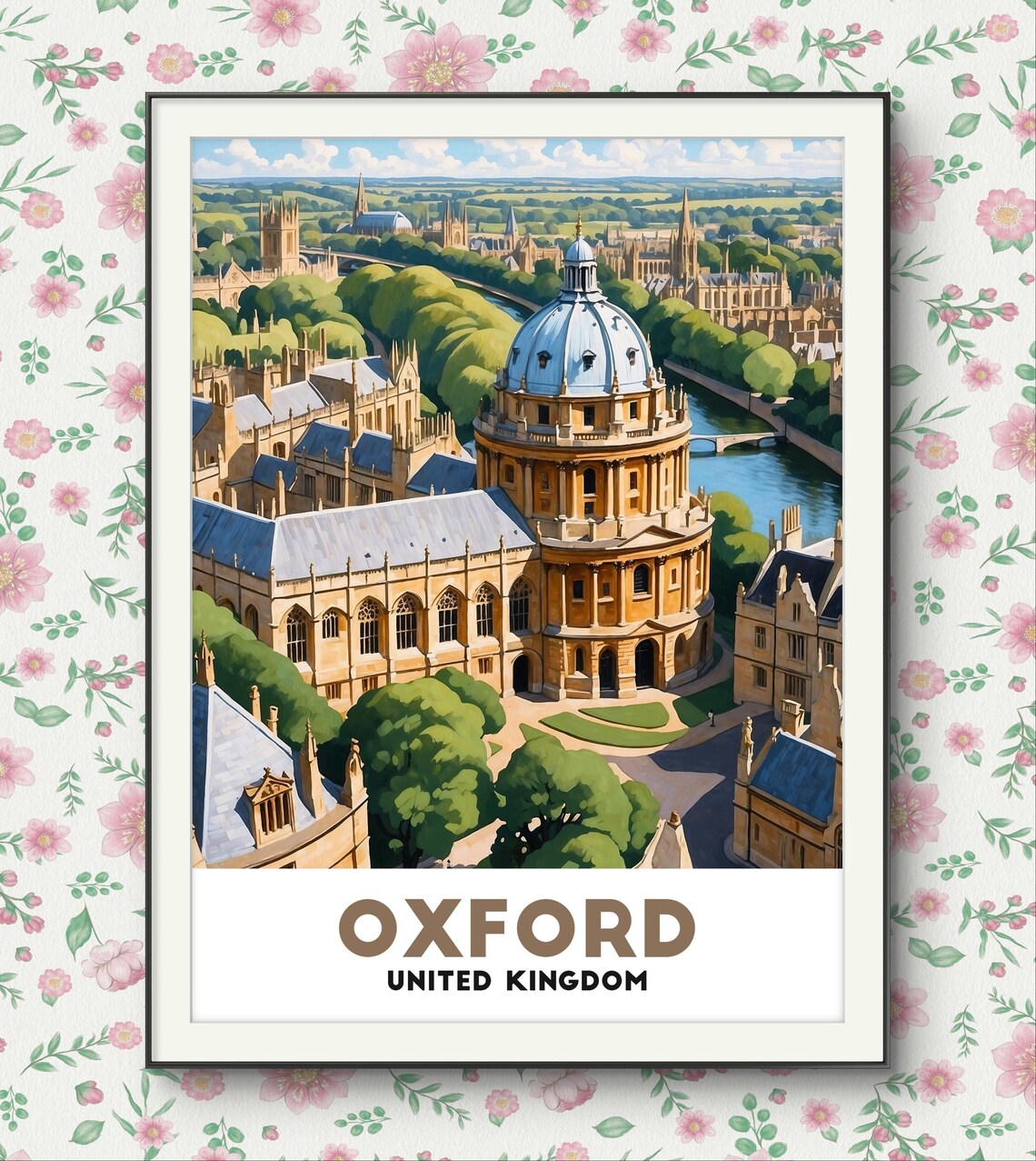 Oxford United Kingdom Radcliffe Camera Dome Aerial View Poster - Image 3