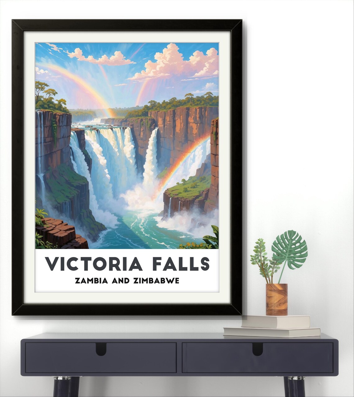 Victoria Falls Zambia Zimbabwe Rainbow Waterfall Travel Poster - Image 3