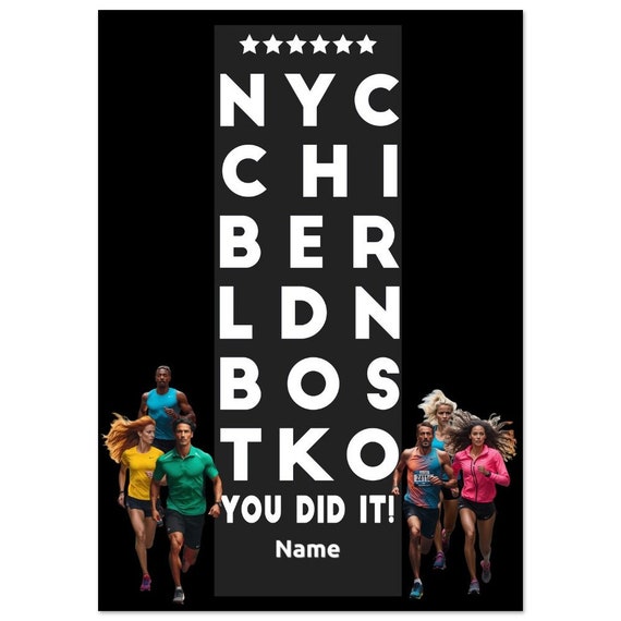 Marathon Majors Victory Personalized Celebration Poster Six Star Finisher Poster
