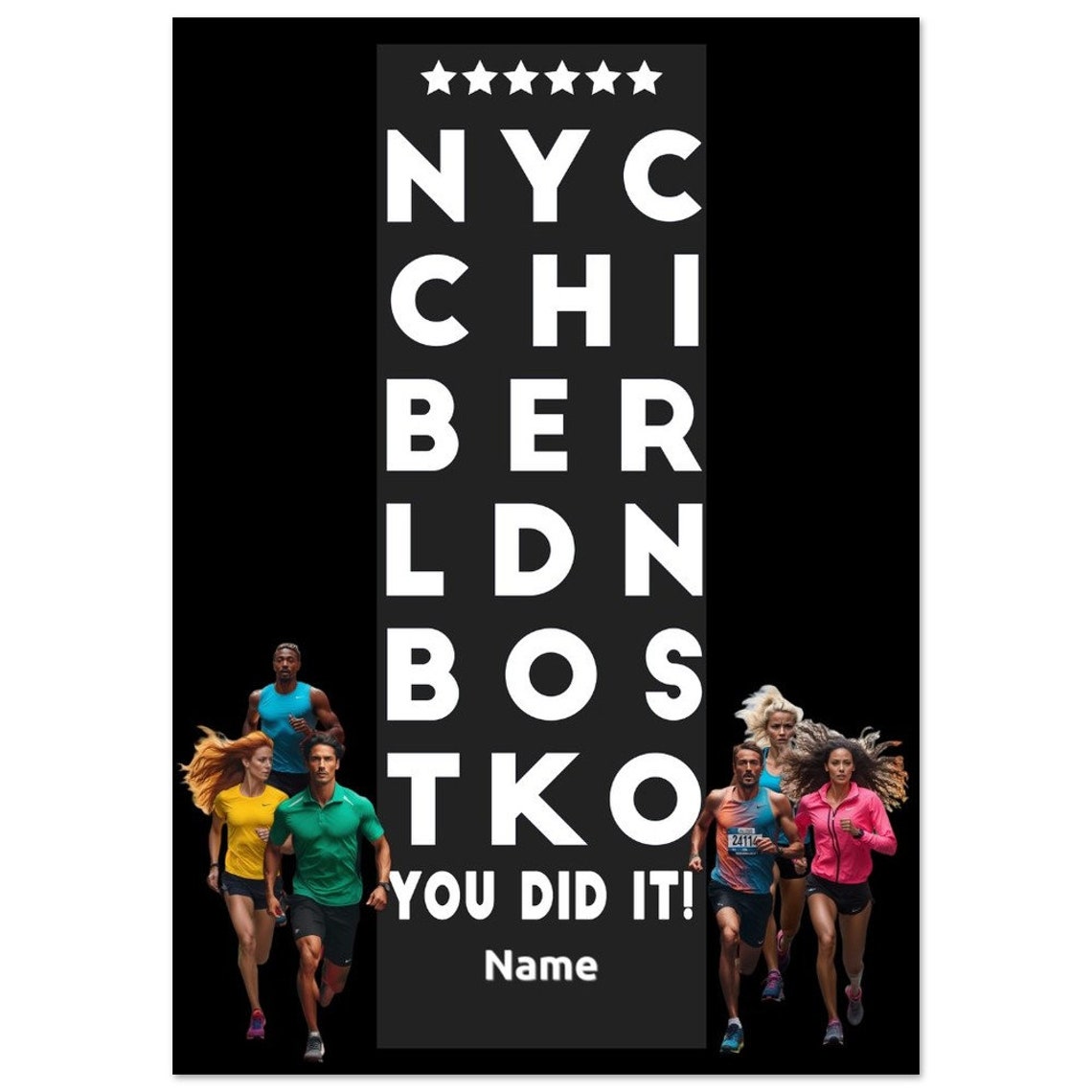Marathon Majors Victory Personalized Celebration Poster Six Star Finisher Poster